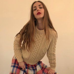 Vintage Handmade Irish Wool Fisherman Sweater